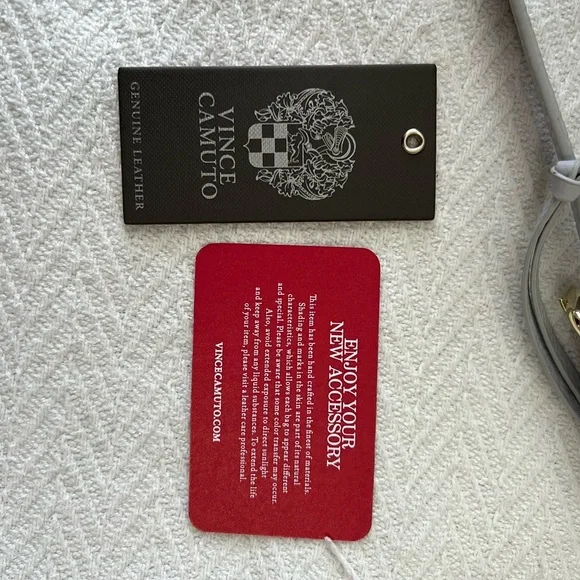 Vince Camuto Convertible Pale Mist Gray Leather Pleated Tote Steph - Picture 8 of 12